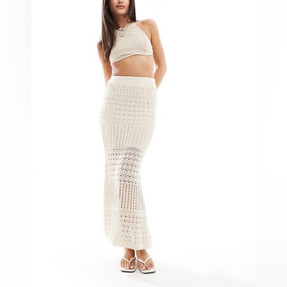 White Crochet Maxi Skirt